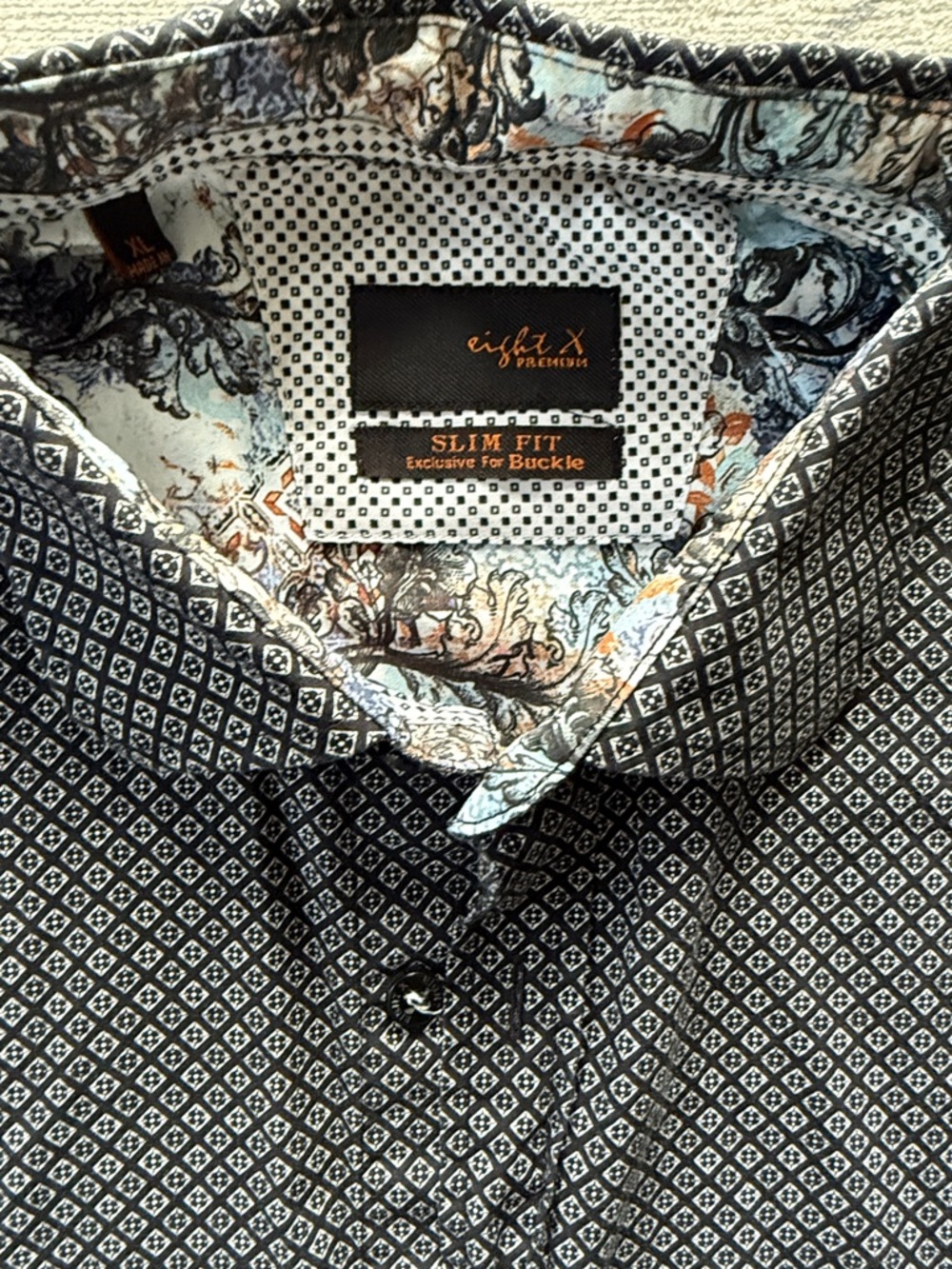 Eight X Premium Men's Slim Fit Black Diamond-Pattern Shirt exclusive for BUCKLE